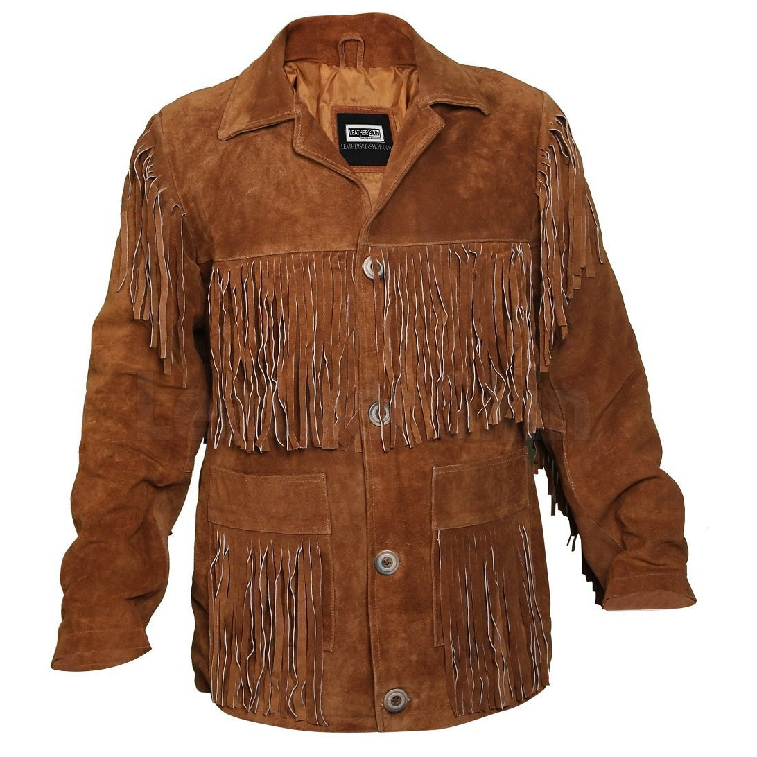 Leather jacket clearance with fringe sleeves