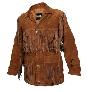 Tawny Suede Leather Jacket with Fringes