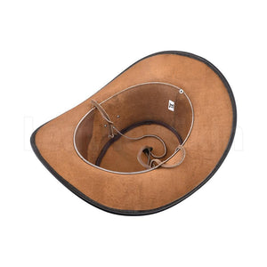 Vintage Caramel Distressed Leather Sheriff Hat