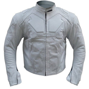 Leather Skin Men Biker Motorcycle White Genuine Leather Jacket