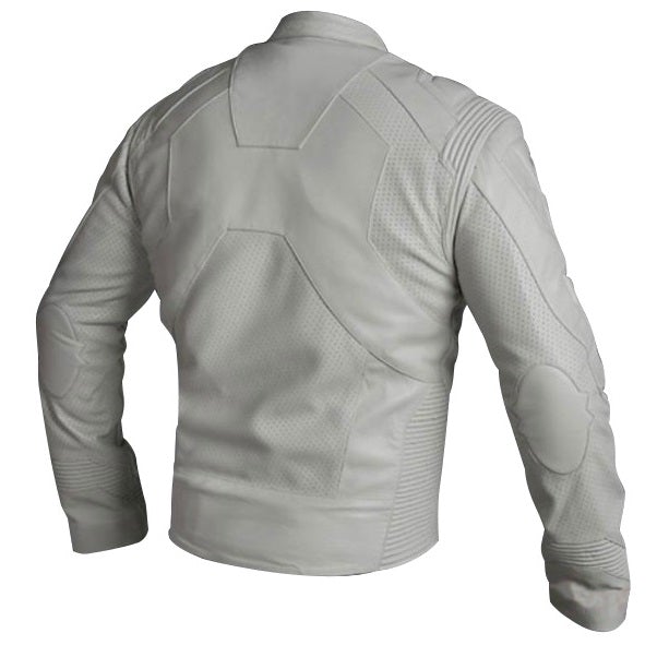Leather Skin Men Biker Motorcycle White Genuine Leather Jacket