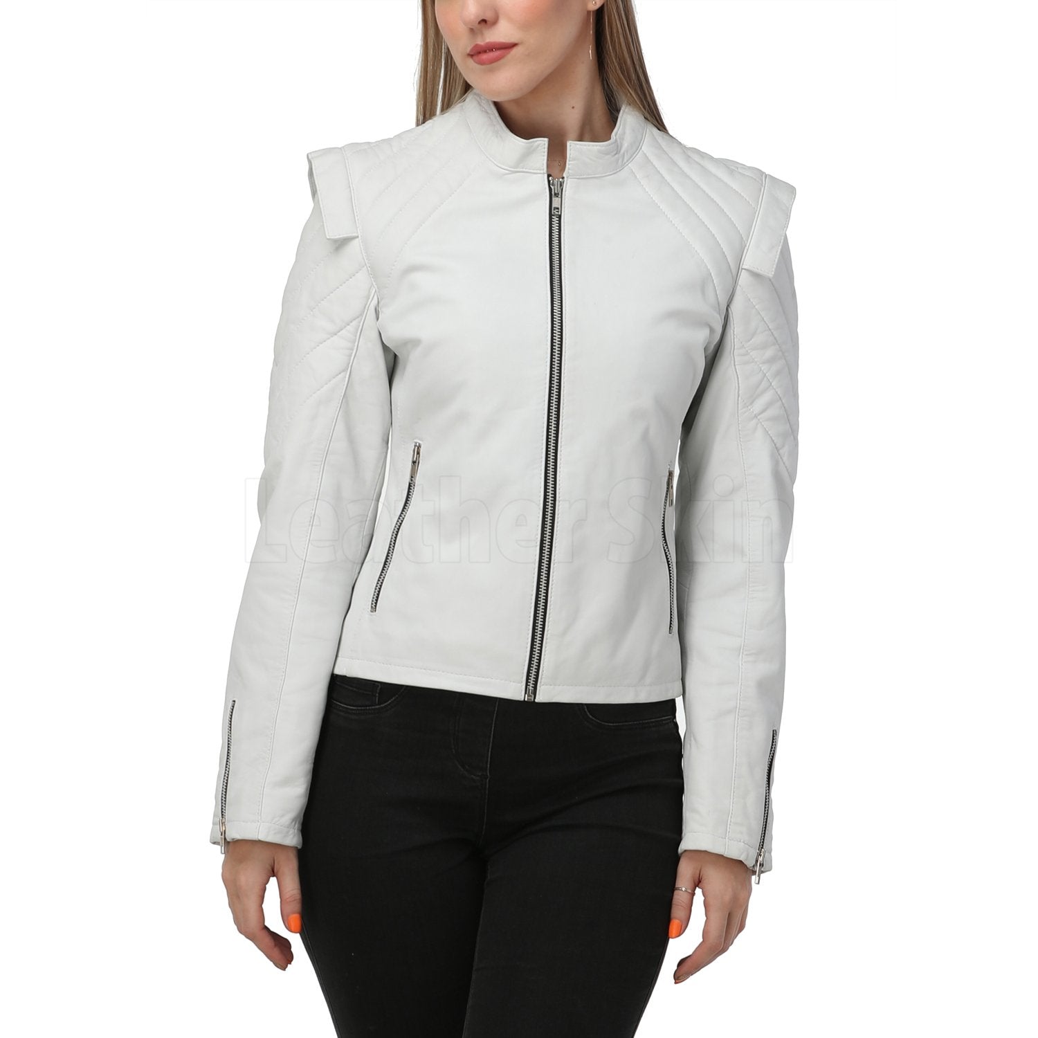 White Quilted Leather Jacket