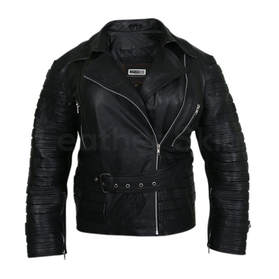 belted leather jacket women