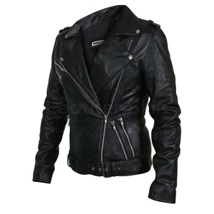 black genuine leather jacket womens