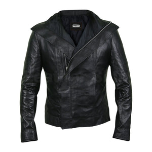 black real leather jacket women
