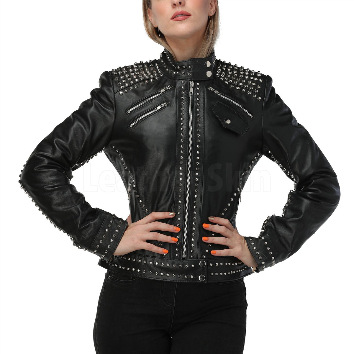 Studded Leather Bomber Jacket - Women - Ready-to-Wear