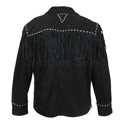 Home / Products / Women Black Western Fringes Cone Spike Studs Suede ...