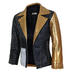 gold leather jacket party womens