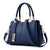 Women Blue Tote Messenger Cross-body Faux-Leather Handbag with Patchwork
