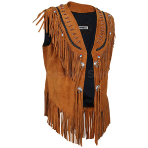 fringes brown suede leather jacket for women