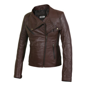 women brown jacket with Antique Zippers