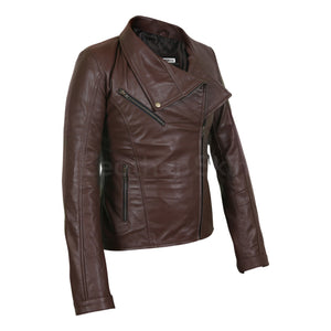 brown real leather jacket for women