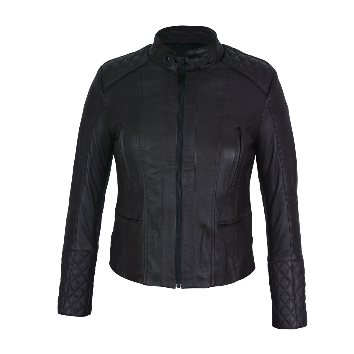 Andrea Sheepskin Quilted Black Genuine Leather Jacket
