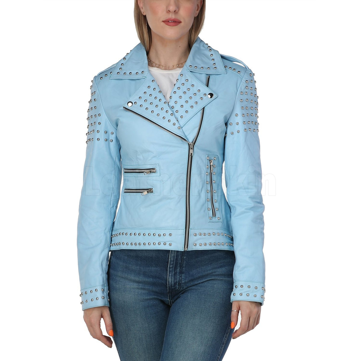 Women's Light Blue Bouclé Blazer Double Breasted Ladies' Jacket – Threadbare
