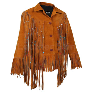 women leather jacket with fringes