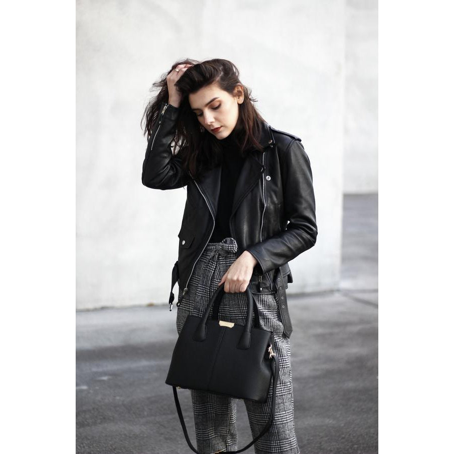Women Lookbook Tote Messenger Faux-Leather Handbag