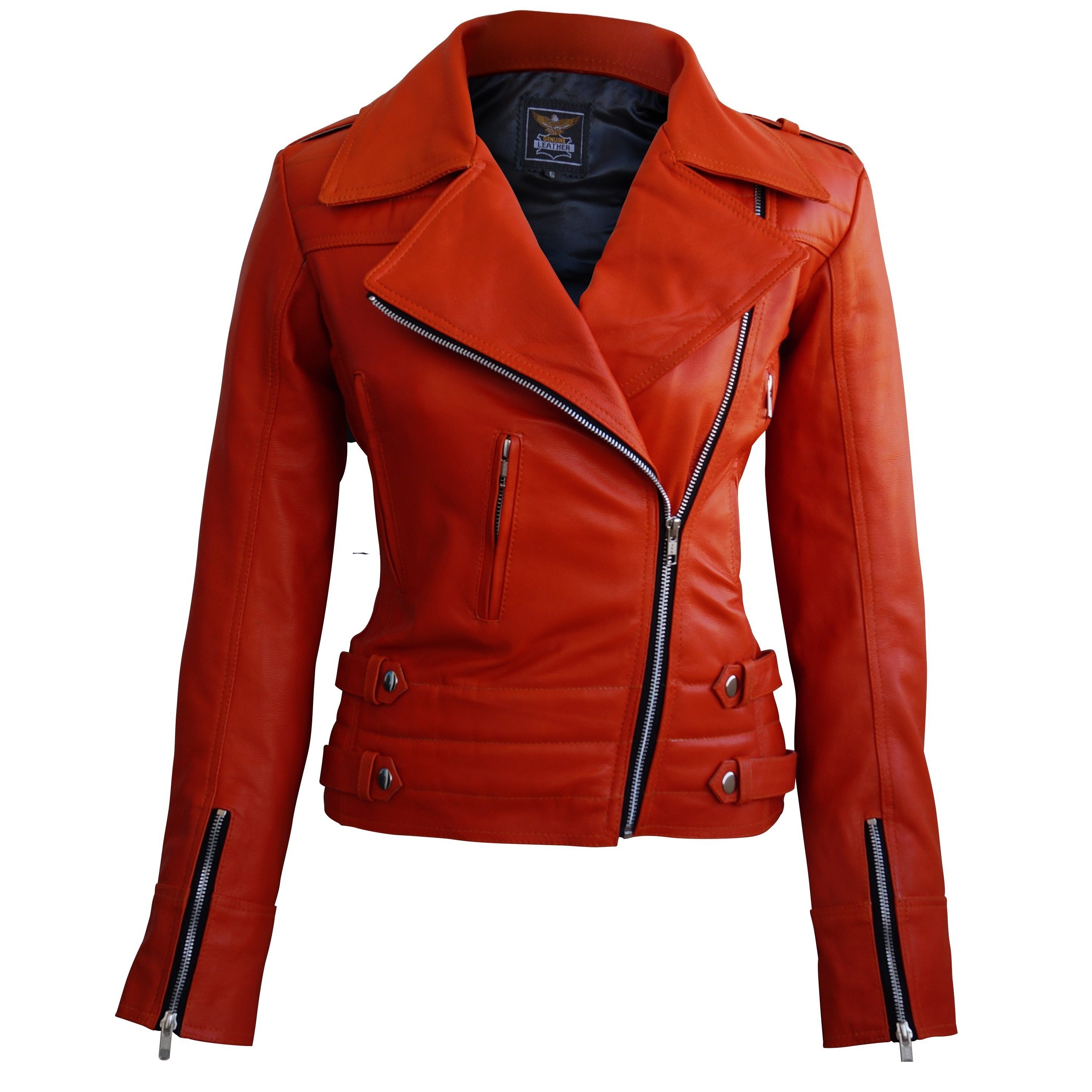 Orange Brando Genuine Leather Jacket