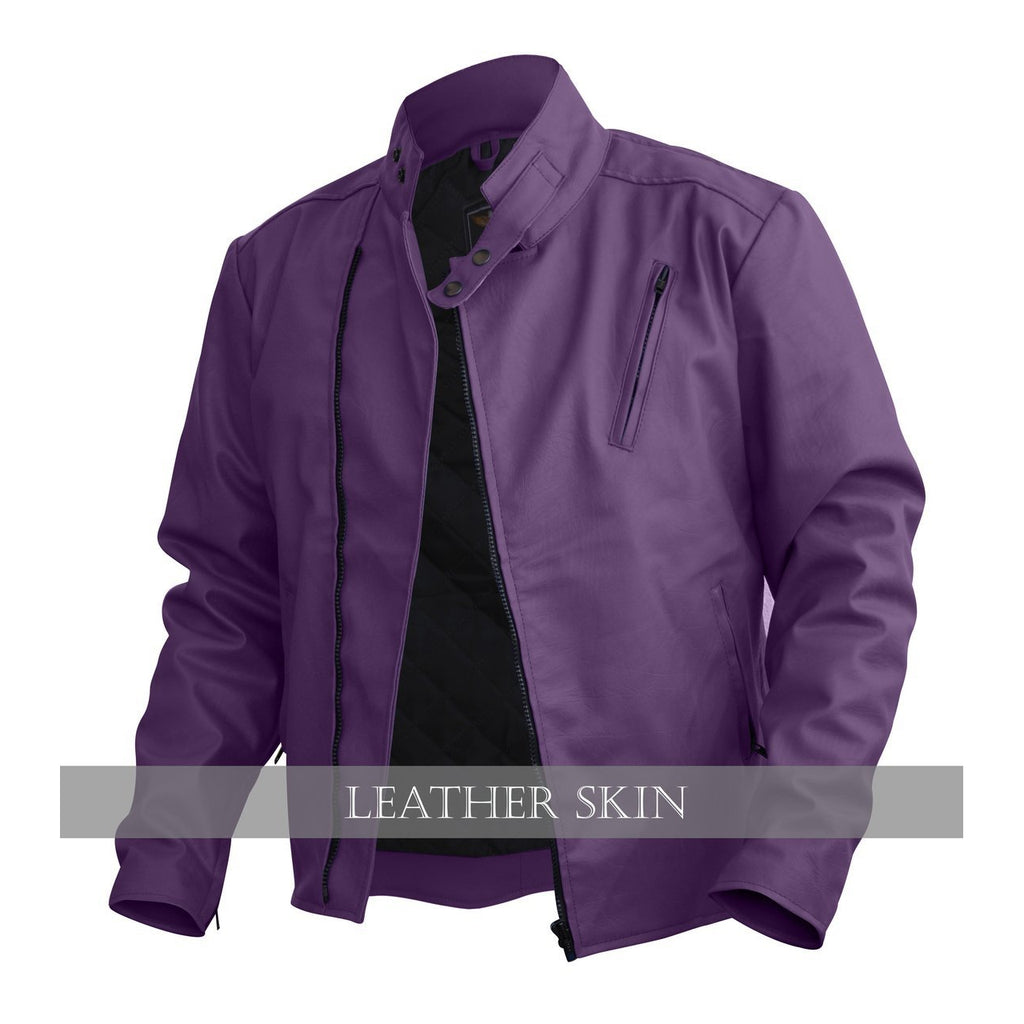 NWT Stylish Purple Men Stylish Synthetic Leather Jacket Leather