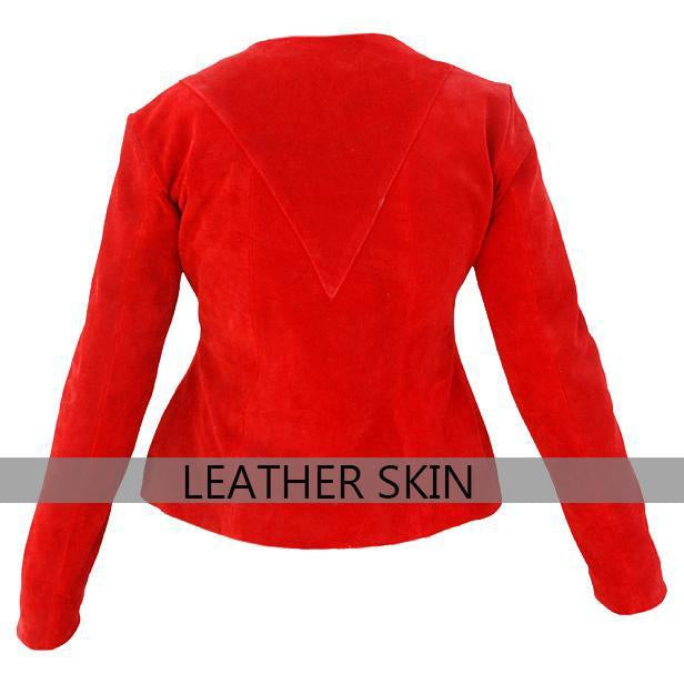 NWT Red Women Ladies Genuine Leather Jacket - 100% Genuine Leather