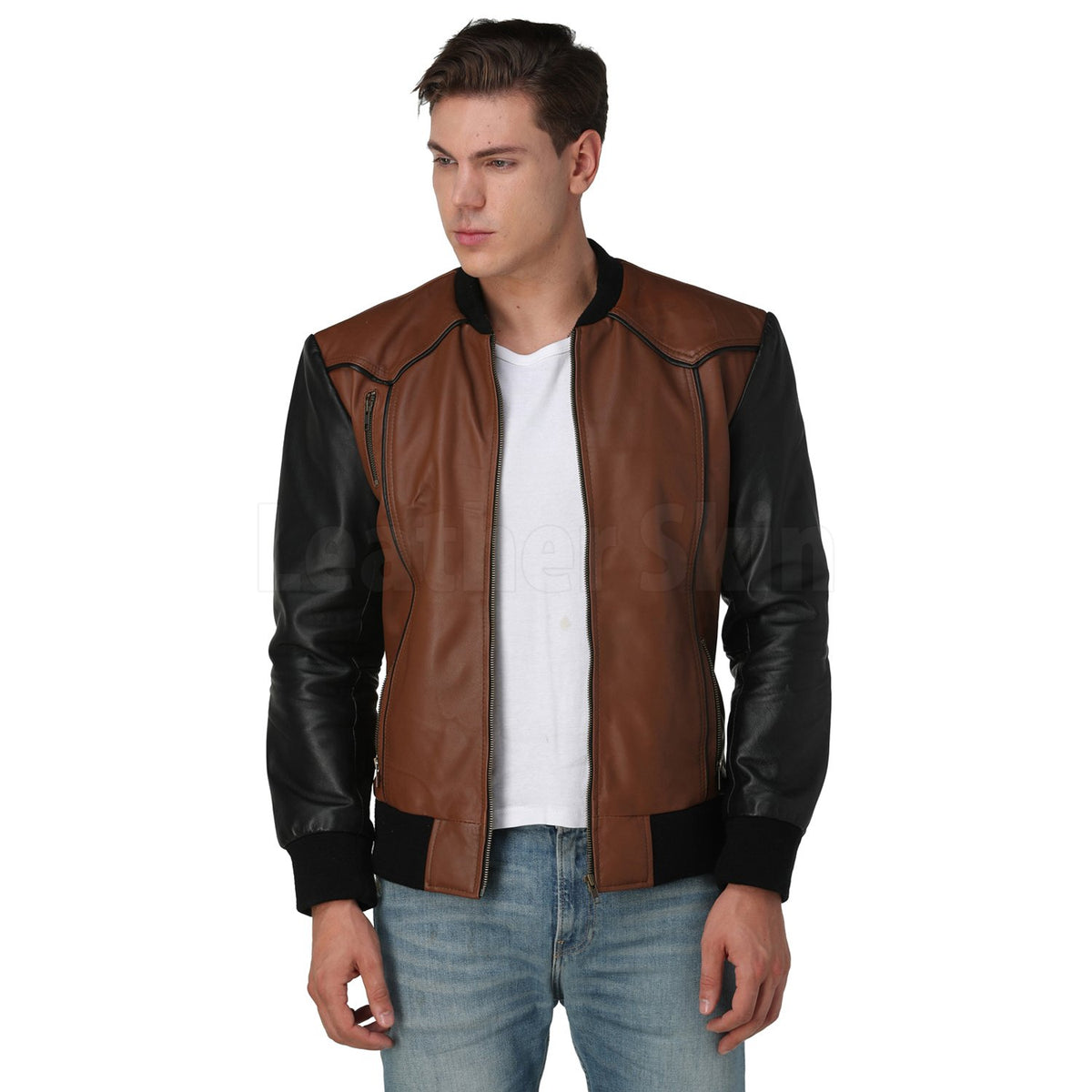 Buy genuine jacket brown biker lambskin leather bomber jacket brands