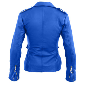 Leather Skin Women Blue Brando Genuine Leather Jacket