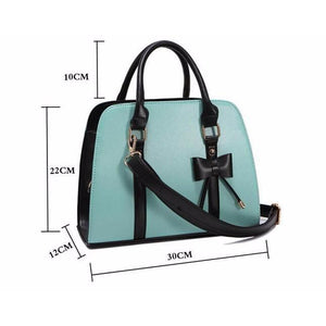 Women Blue Tote Leather Handbag Dimensions