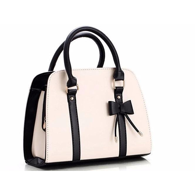 Women Tote Leather Handbag with Attractive Designer Bow