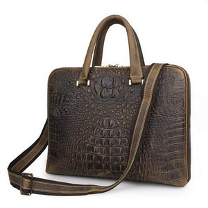 Quintessential Crocodile Style Genuine Leather Handbag for Men