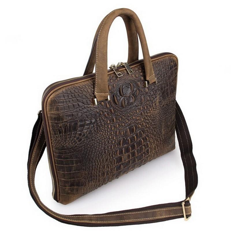 Quintessential Crocodile Style Genuine Leather Handbag for Men