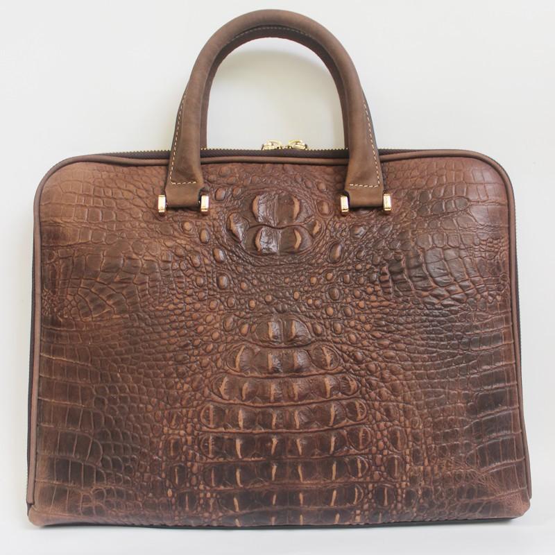 Quintessential Crocodile Style Genuine Leather Handbag for Men