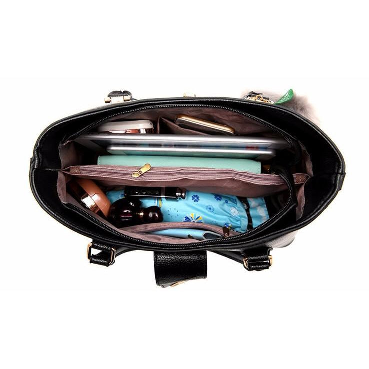 Women Faux-Leather Set of Beautifully Crafted Tote Sling Satchel Handbags