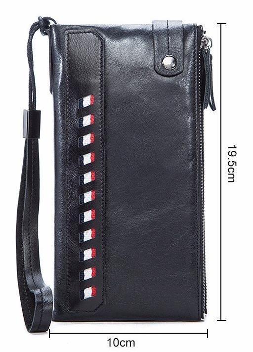 Men Coin and Card Holder Long Wallet Purse with Zipper Closure