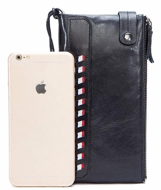 Men Coin and Card Holder Long Wallet Purse with Zipper Closure