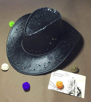 Cowboy Black Quilted Designer Leather Hat