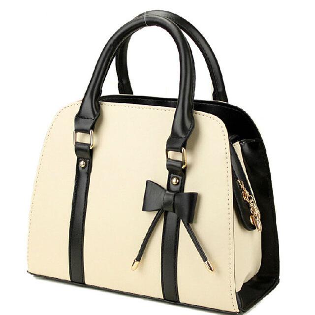 Women Tote Leather Handbag with Attractive Designer Bow