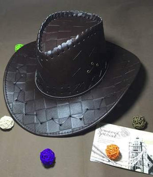 Men Cowboy Designer Leather Hat; Immaculate Stitching and Curved Brim