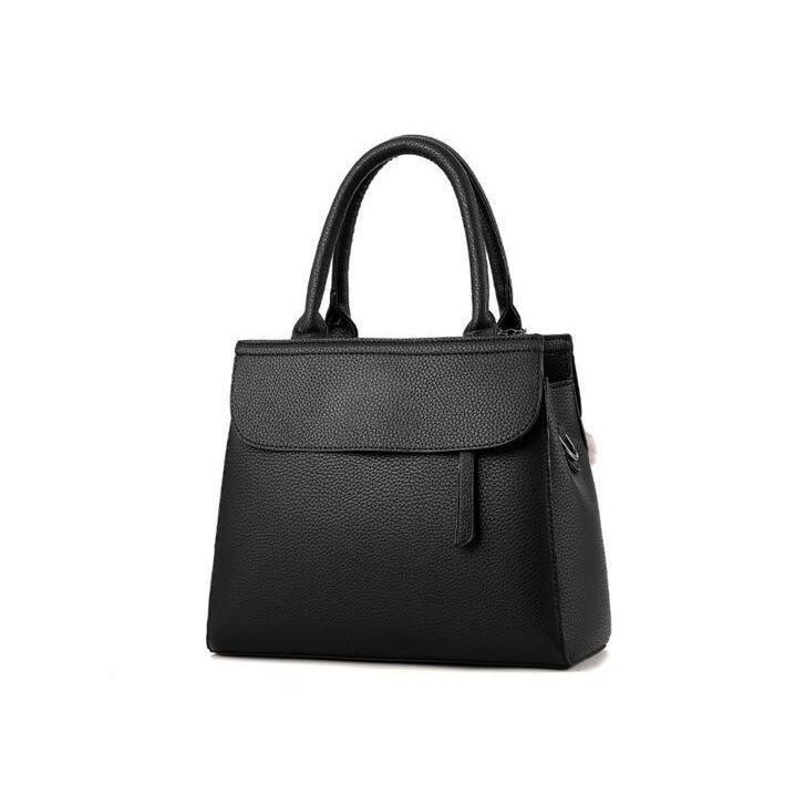 Women Tote Messenger Cross-Body Faux-Leather Bag with Fur and Leaf Shaped Tassels