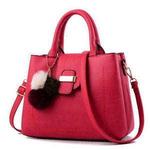 Women Leather Tote Messenger Red Handbag