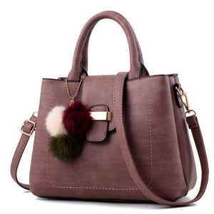 Women Leather Tote Messenger Pink Handbag