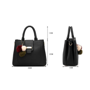 Women Leather Tote Messenger Black Handbag Dimensions