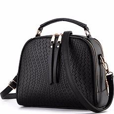 Women Leather Tote Messenger Black Handbag Back