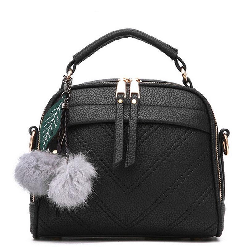 Women Black Leather Tote leaf-shaped Tassels Handbag Front