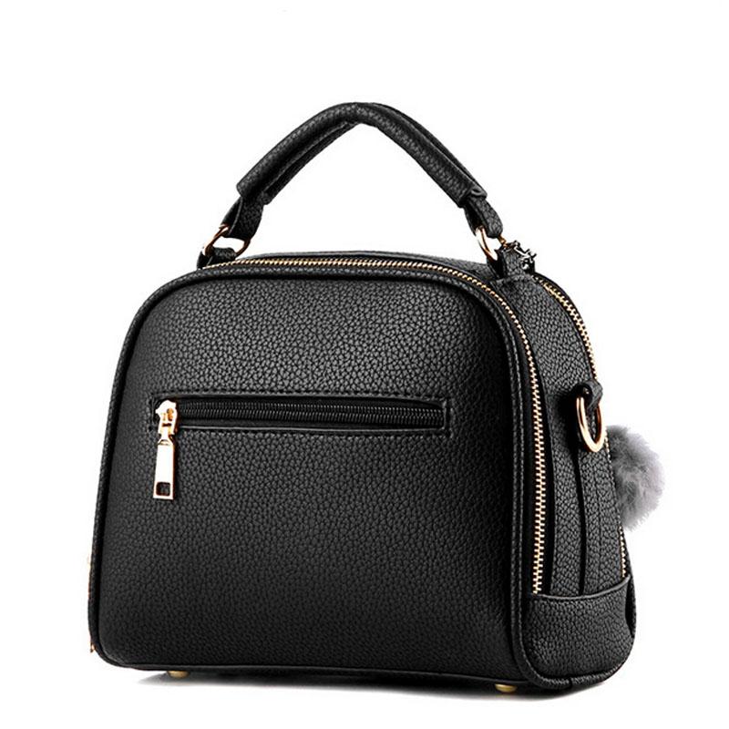 Women Black Leather Tote leaf-shaped Tassels Handbag Back