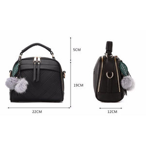 Dimensions for Women Black Leather Tote leaf-shaped Tassels Handbag