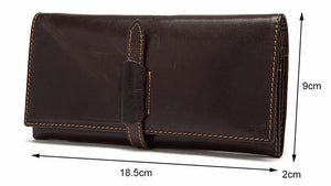 Top Notch Quality Brown Original Leather Casual Retro Style Long Wallet for Men