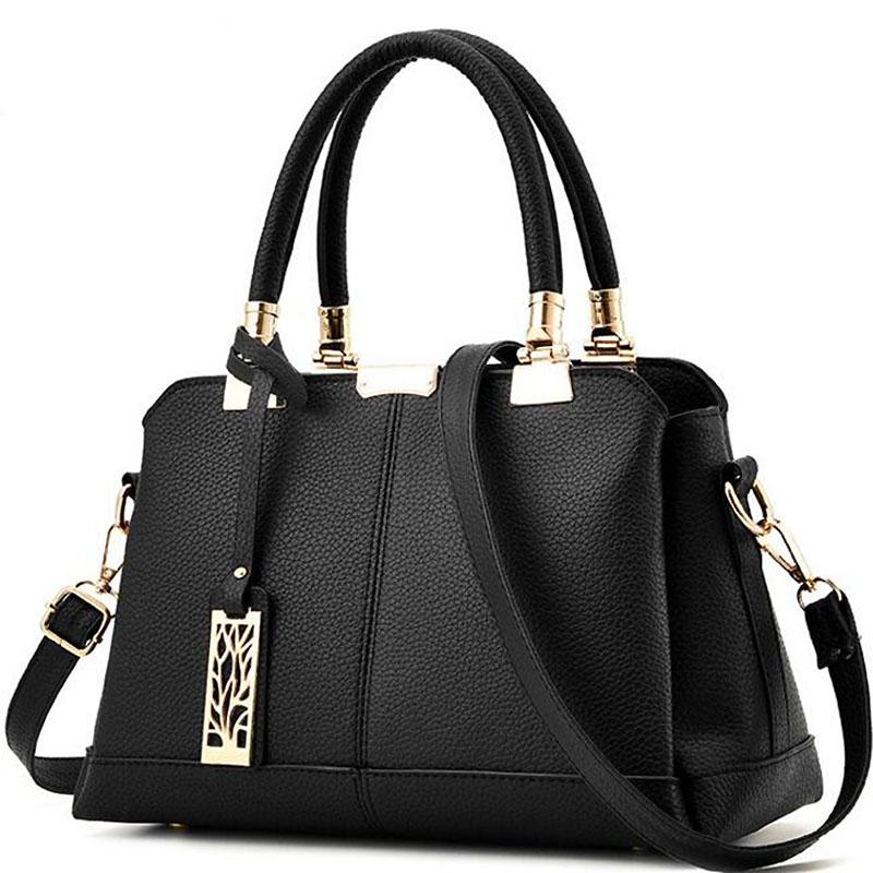 Women Blue Tote Messenger Cross-body Faux-Leather Handbag with Patchwork