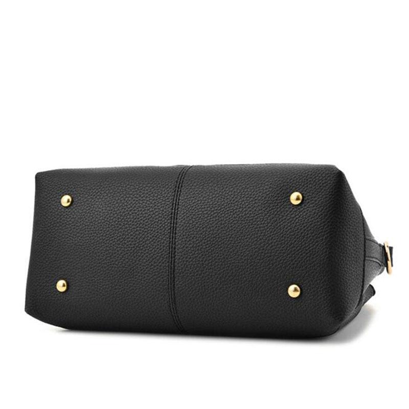 Women Blue Tote Messenger Cross-body Faux-Leather Handbag with Patchwork