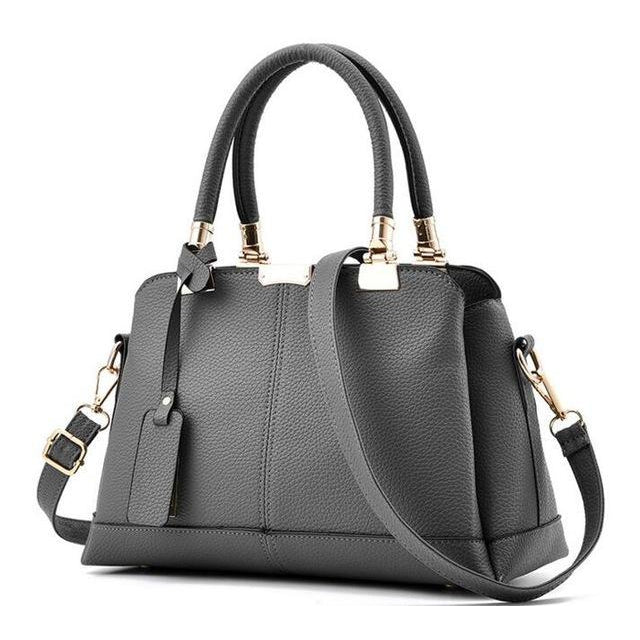 Women Blue Tote Messenger Cross-body Faux-Leather Handbag with Patchwork