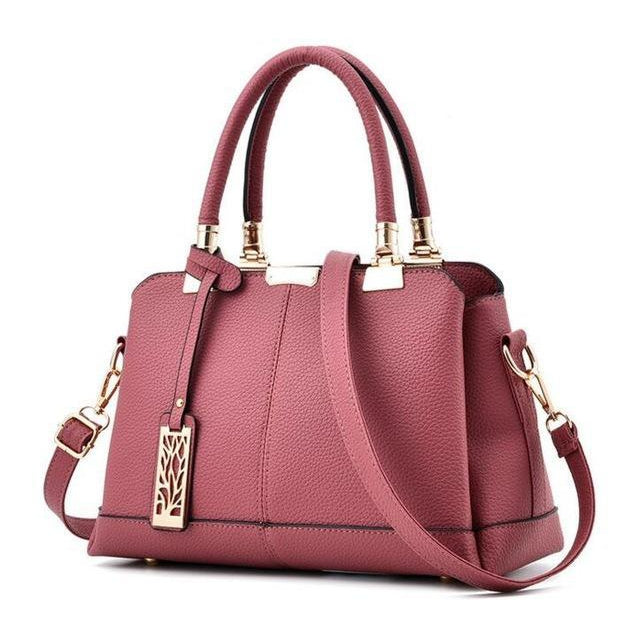 Women Blue Tote Messenger Cross-body Faux-Leather Handbag with Patchwork