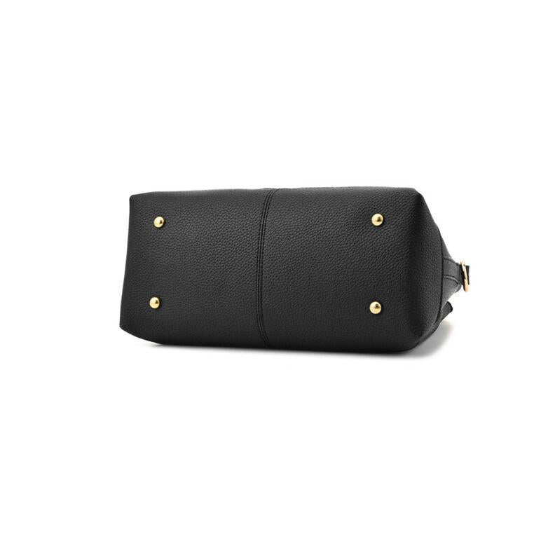 Women Blue Tote Messenger Cross-body Faux-Leather Handbag with Patchwork